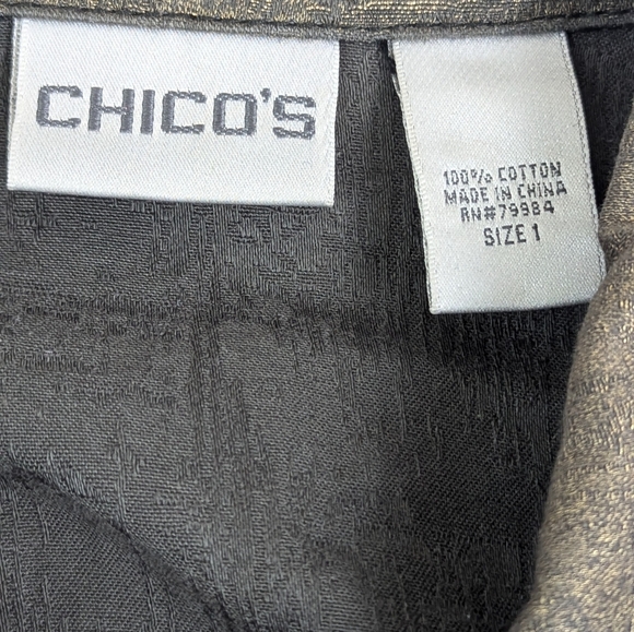 Chico's Shimmer Gold Stretchy Jean Jacket Size 1 (M/L).  Bag 5 - Picture 7 of 10